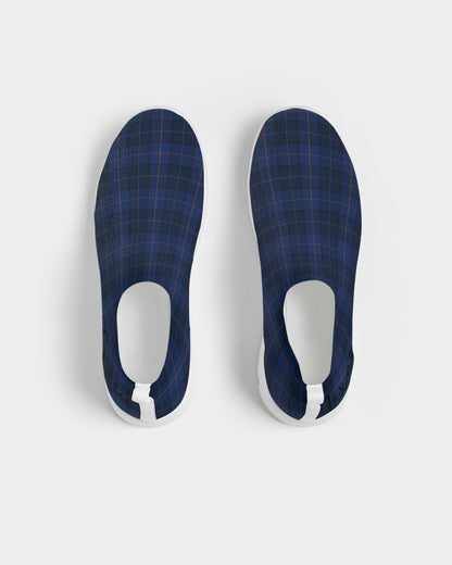 Blue Plaid Men's Slip-On Flyknit Shoe