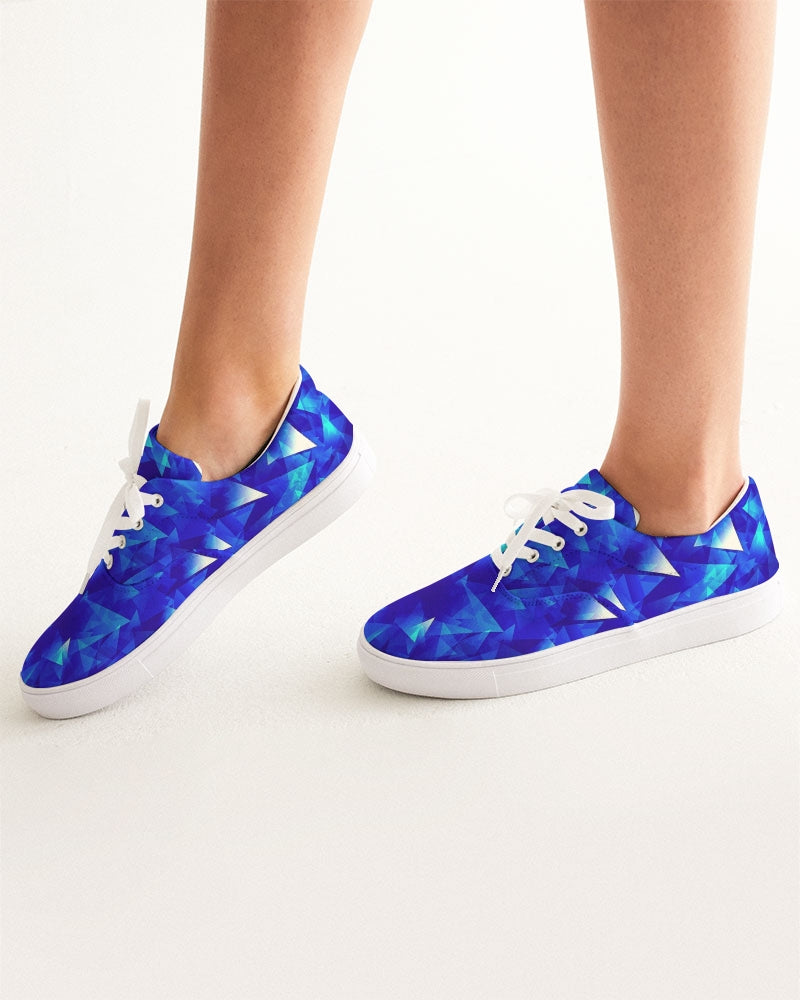 Crystal Blue Women's Lace Up Canvas Shoe