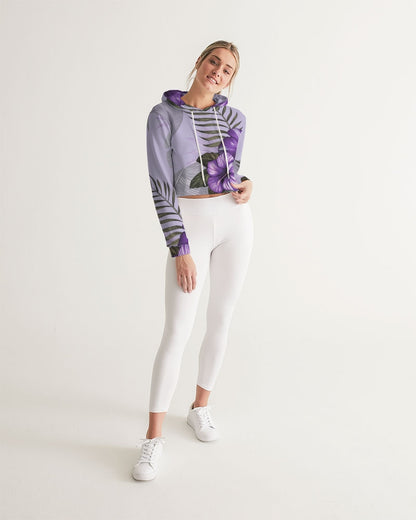 Purple Flower Women's Cropped Hoodie