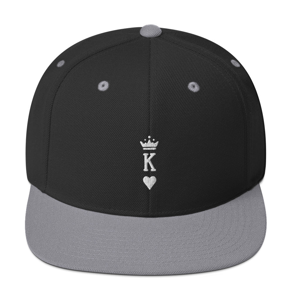 King Snapback Hat White