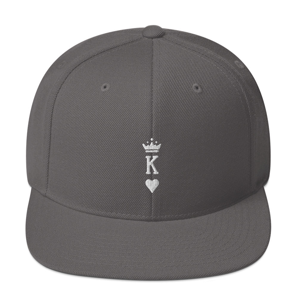 King Snapback Hat White