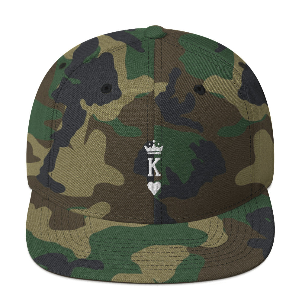 King Snapback Hat White