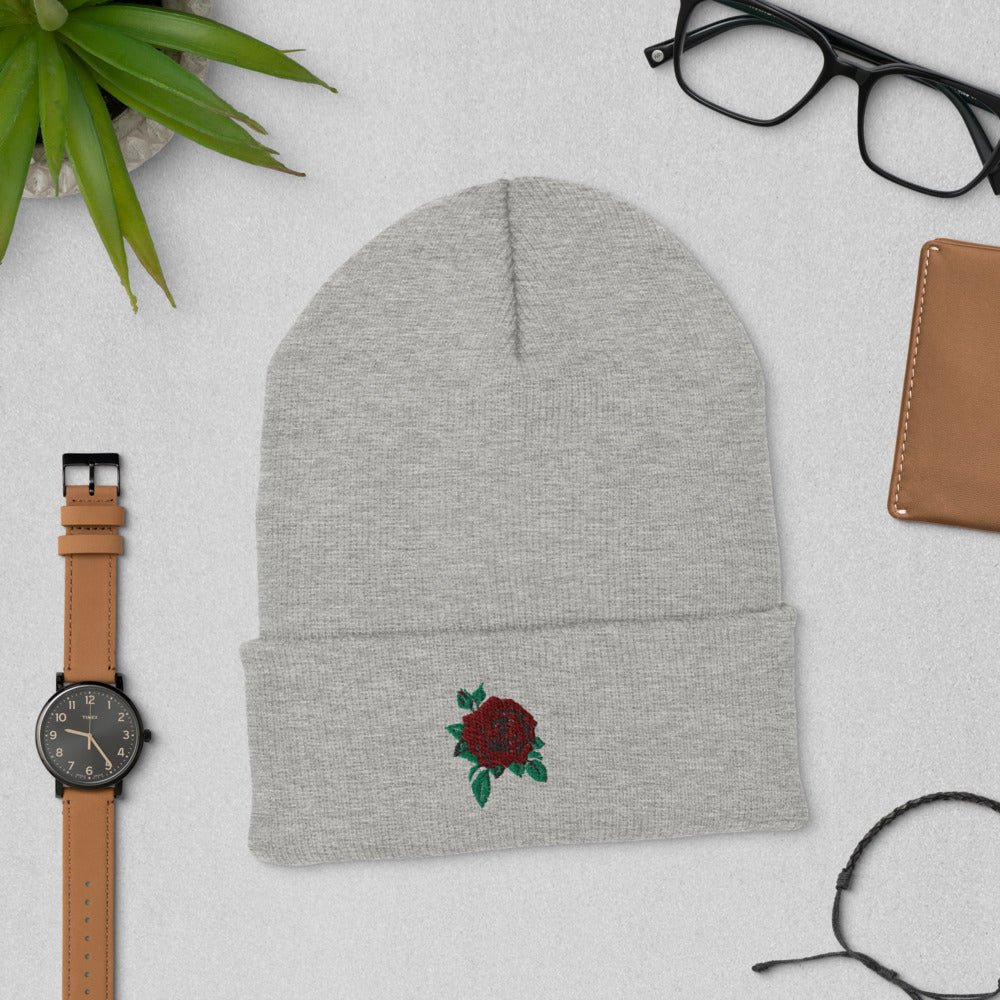 Rose Cuffed Beanie