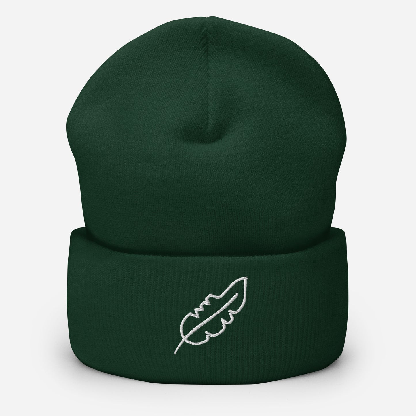 Feather Cuffed Beanie (White)