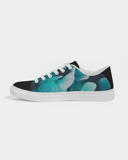 Teal Floral Women's Faux-Leather Sneaker