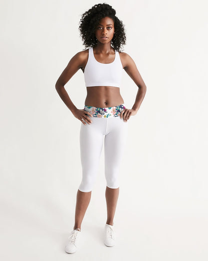 Warm Floral Women's Mid-Rise Capri