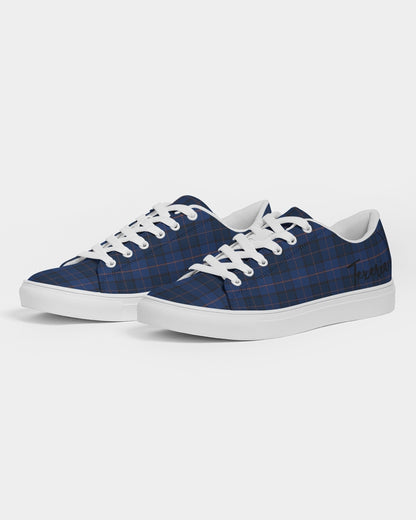 Blue Plaid Men's Faux-Leather Sneaker