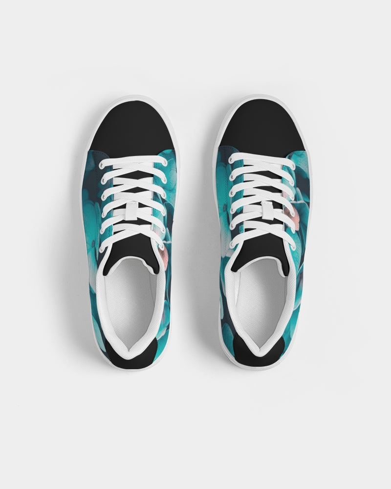 Teal Floral Women's Faux-Leather Sneaker