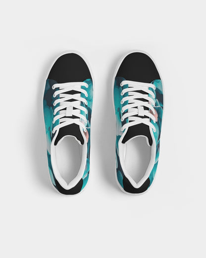 Teal Floral Women's Faux-Leather Sneaker