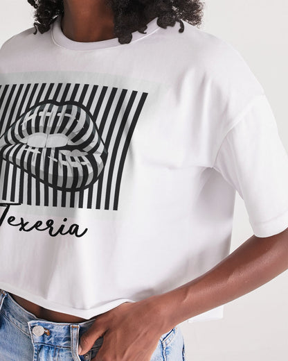 Pin Stripe Lips Women's Lounge Cropped Tee