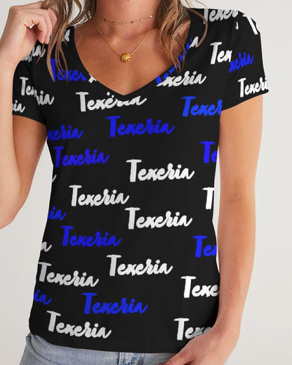 Texeria Monogram Blue Women's V-Neck Tee