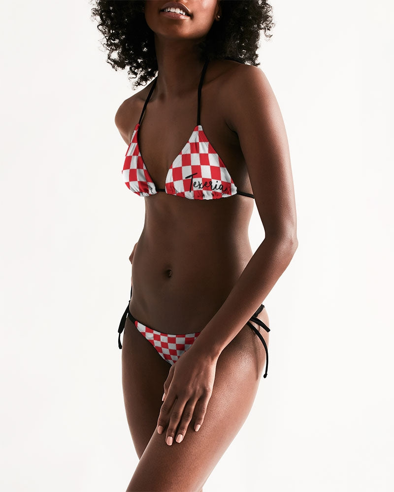 checkered Women's Triangle String Bikini