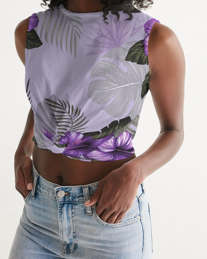 Purple Flower Women's Twist-Front Tank