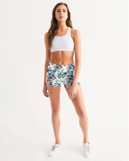 Warm Floral Women's Mid-Rise Yoga Shorts