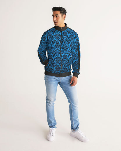 chandelier blue Men's Stripe-Sleeve Track Jacket