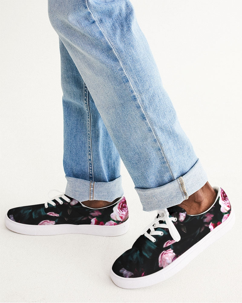 Dark Floral Men's Lace Up Canvas Shoe