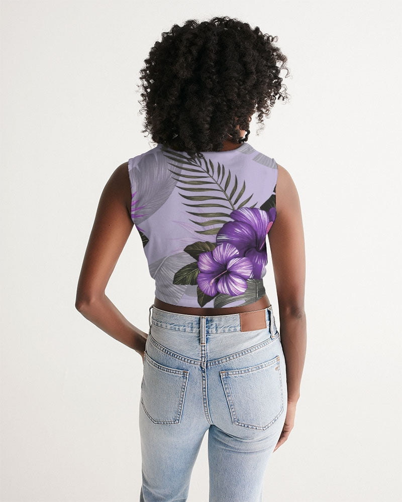 Purple Flower Women's Twist-Front Tank