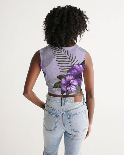 Purple Flower Women's Twist-Front Tank