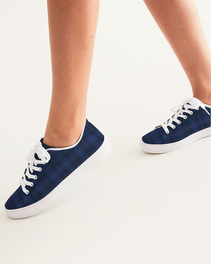 Blue Plaid Women's Faux-Leather Sneaker