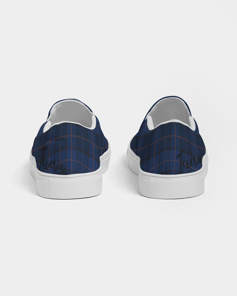 Blue Plaid Men's Slip-On Canvas Shoe