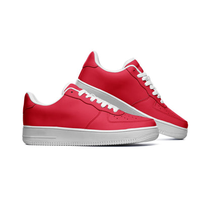 Red Unisex Low Top Leather Sneakers