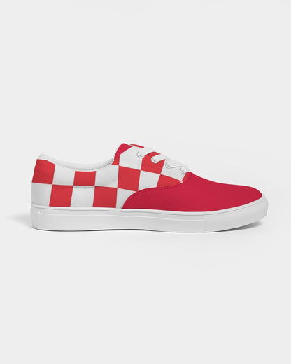 checkered Women's Lace Up Canvas Shoe