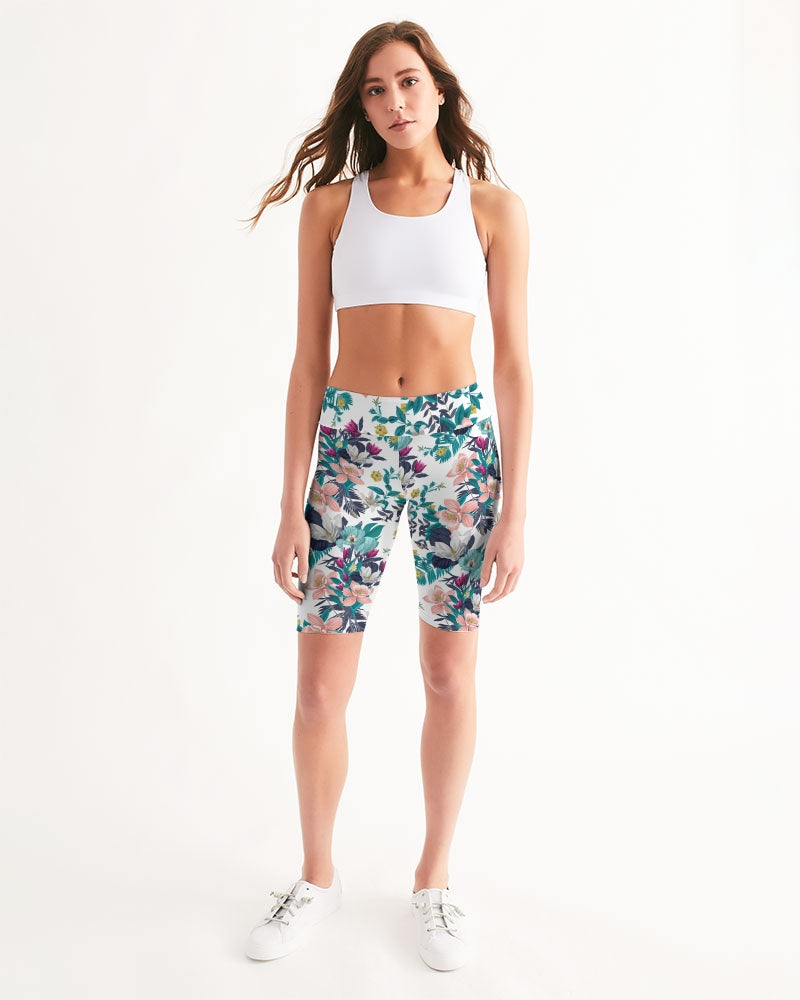 Warm Floral Women's Mid-Rise Bike Shorts