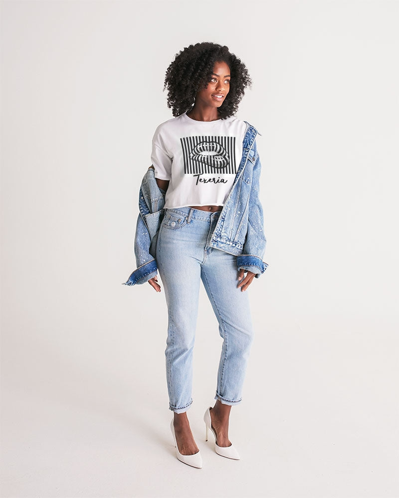 Pin Stripe Lips Women's Lounge Cropped Tee