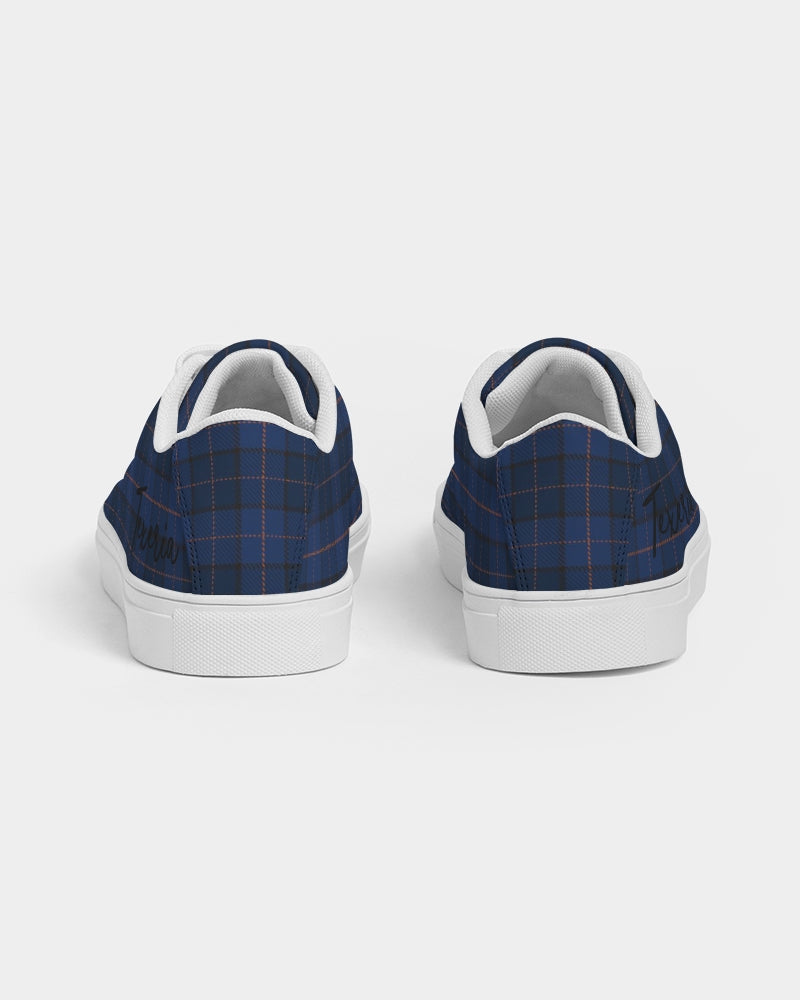 Blue Plaid Men's Faux-Leather Sneaker