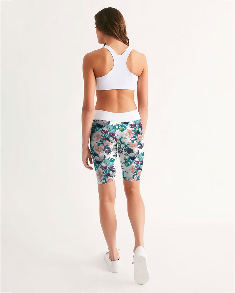 Warm Floral Women's Mid-Rise Bike Shorts