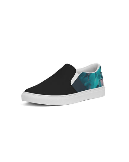 Teal Floral Women's Slip-On Canvas Shoe
