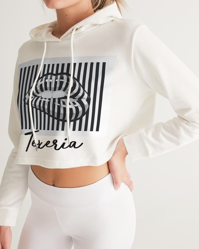 Pin Stripe Lips Women's Cropped Hoodie