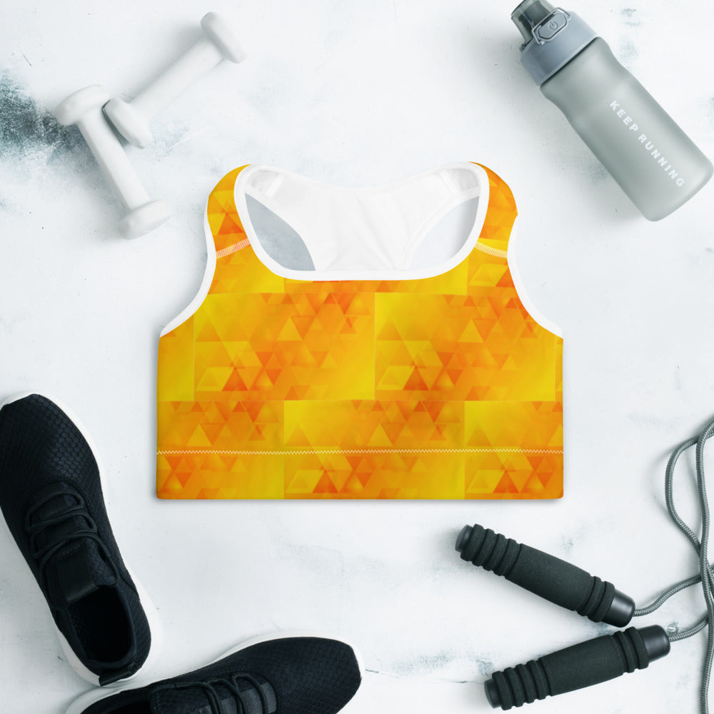 Orange Abstract Sports Bra