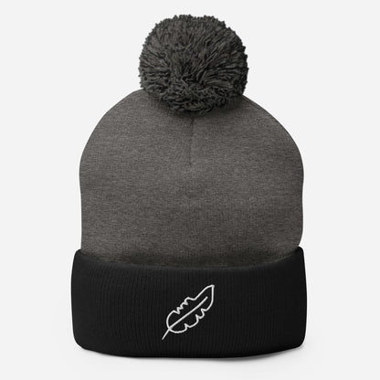 Feather Pom-Pom Beanie (White)