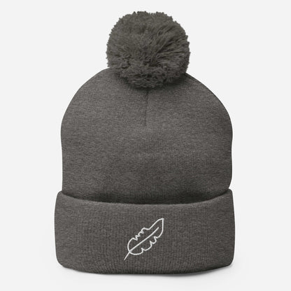 Feather Pom-Pom Beanie (White)