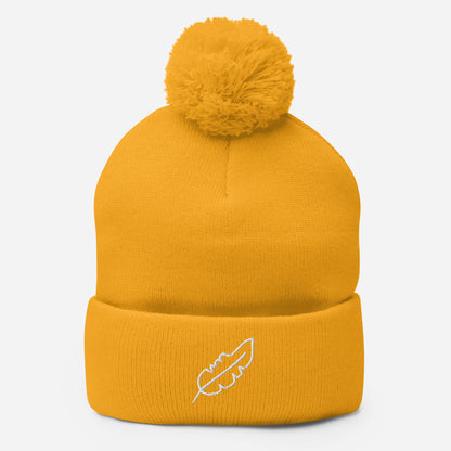 Feather Pom-Pom Beanie (White)