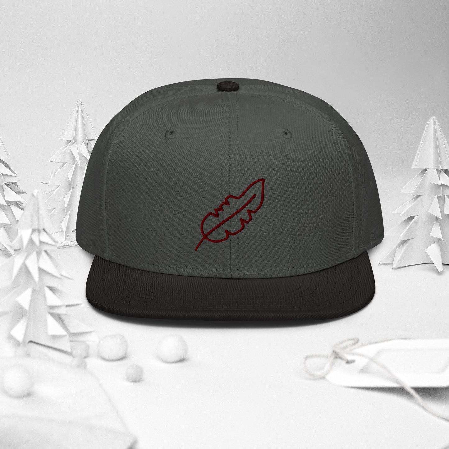 Feather Snapback Hat (Maroon)