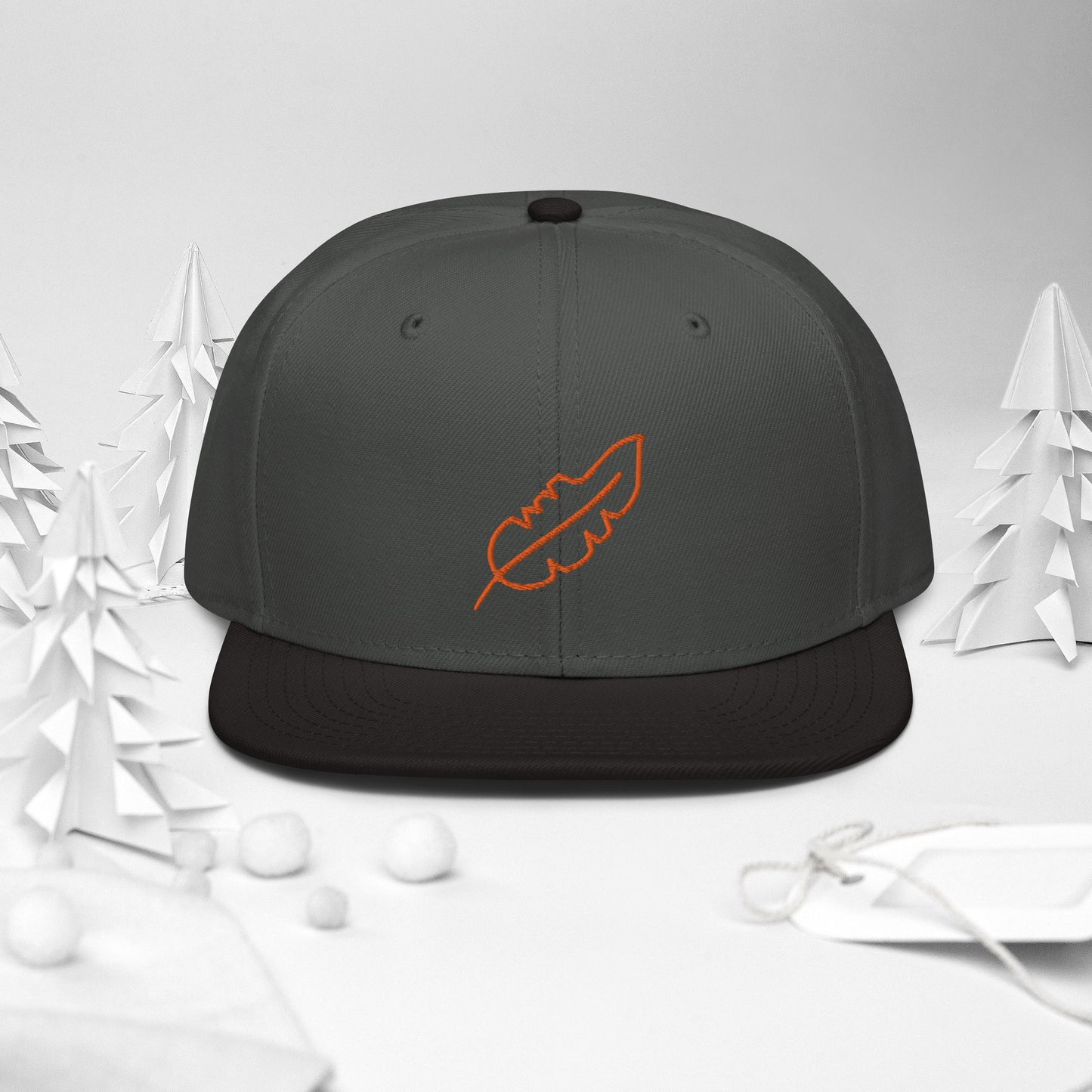 Feather Snapback Hat (Orange)