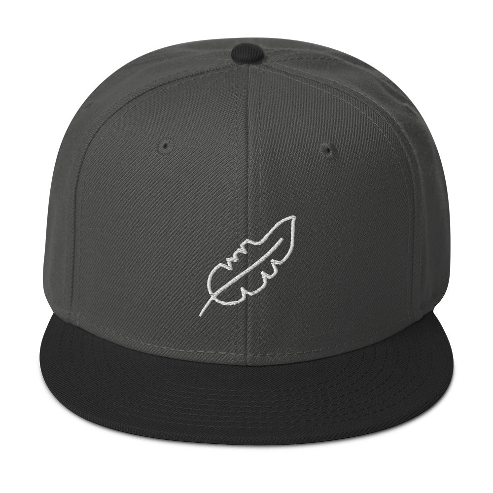 Feather Snapback Hat (White)