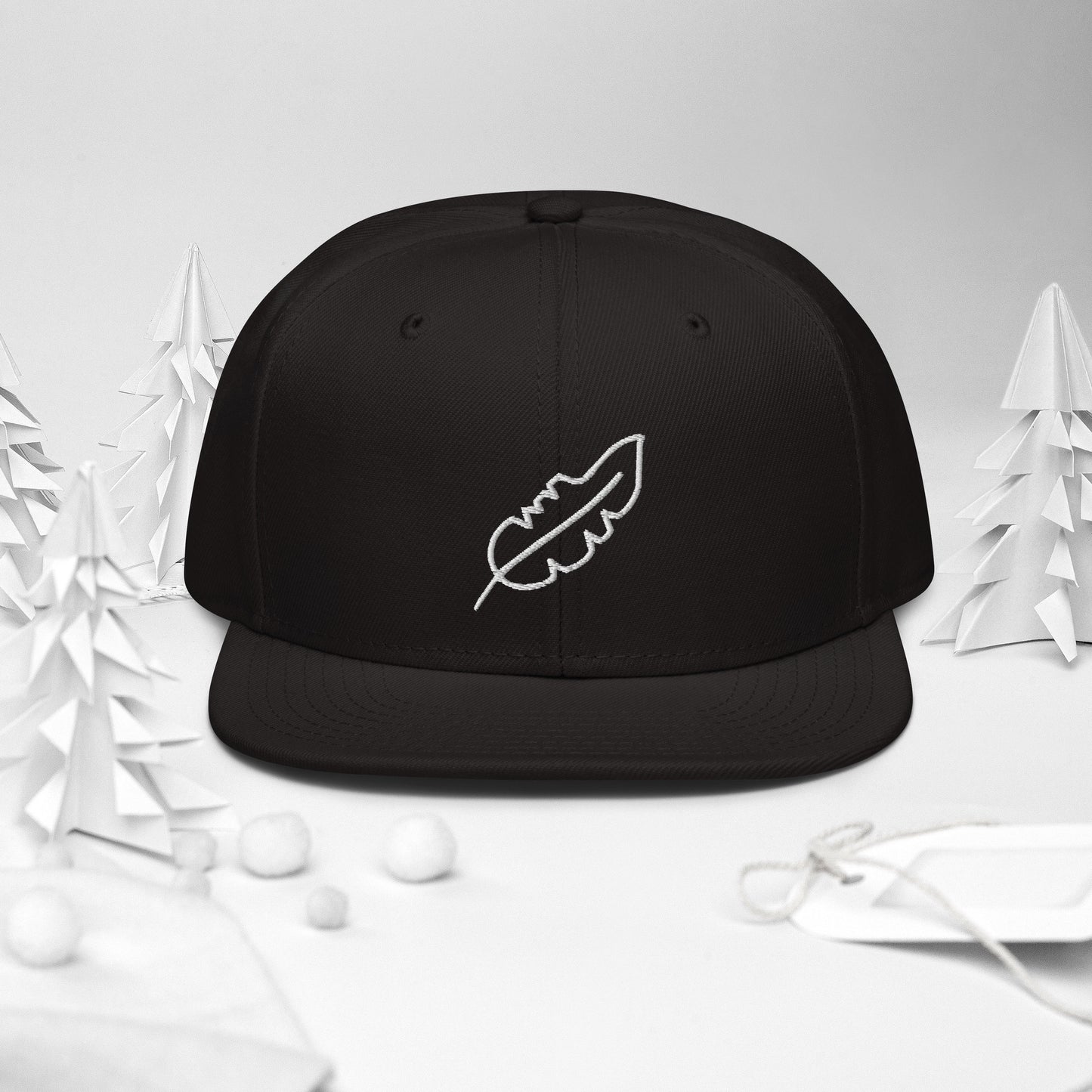 Feather Snapback Hat (White)