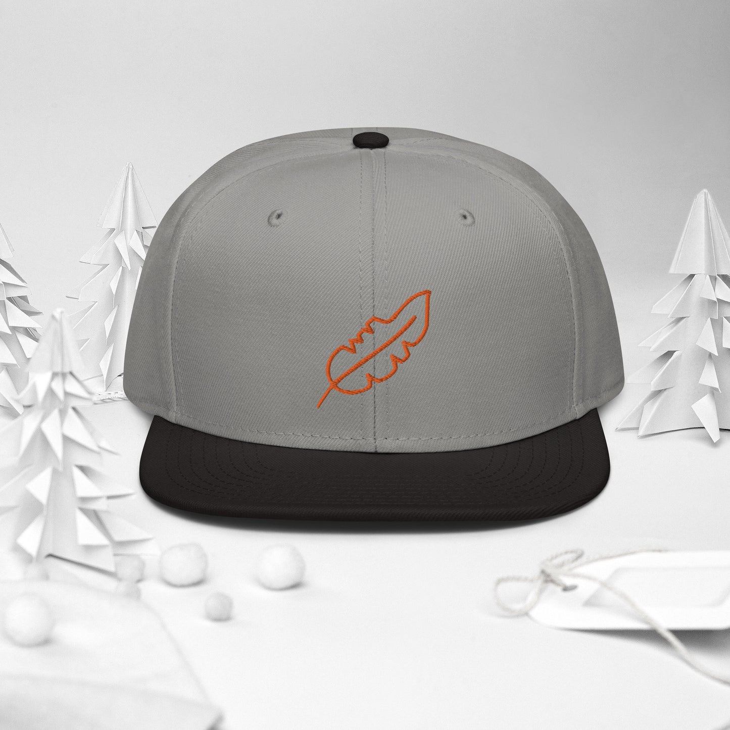 Feather Snapback Hat (Orange)