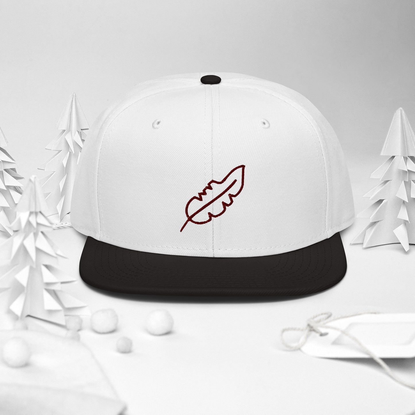 Feather Snapback Hat (Maroon)
