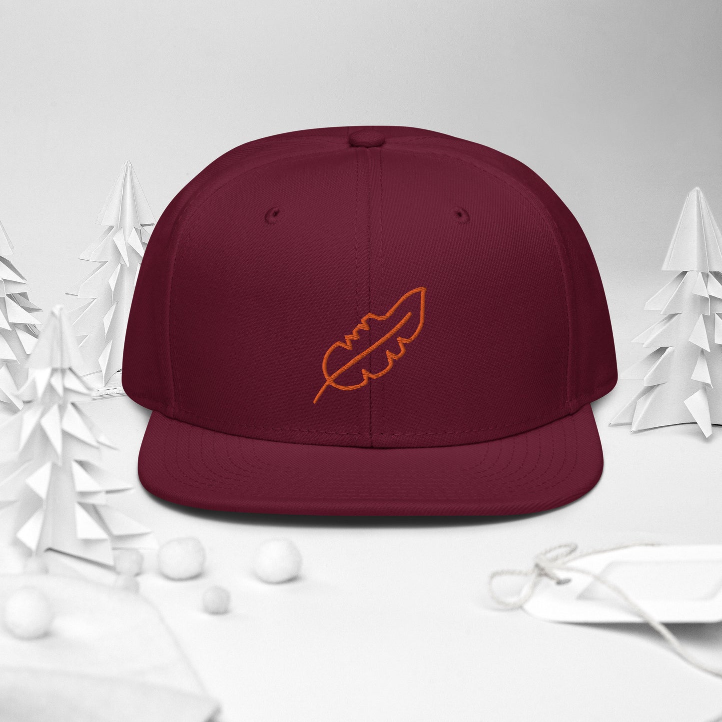 Feather Snapback Hat (Orange)
