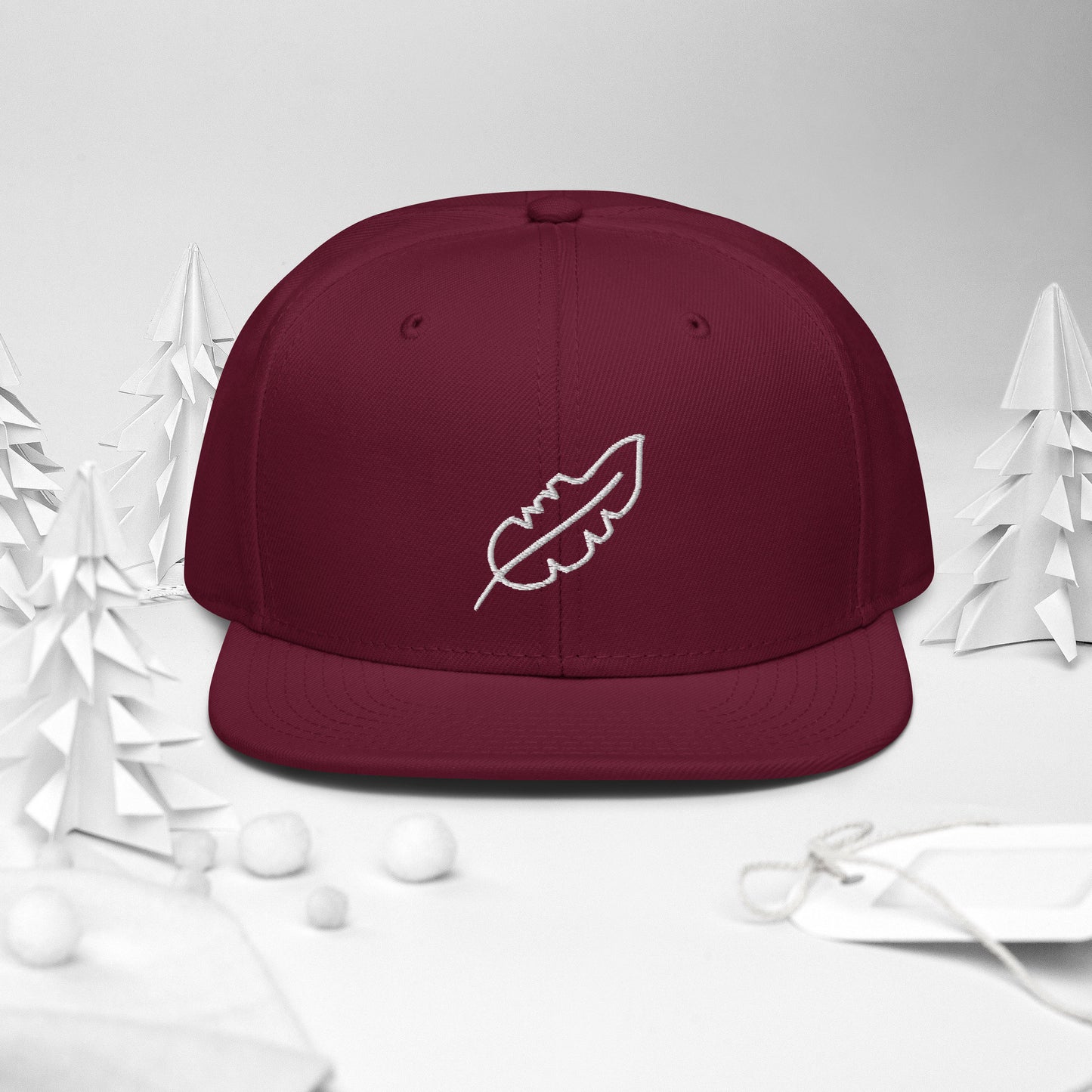 Feather Snapback Hat (White)