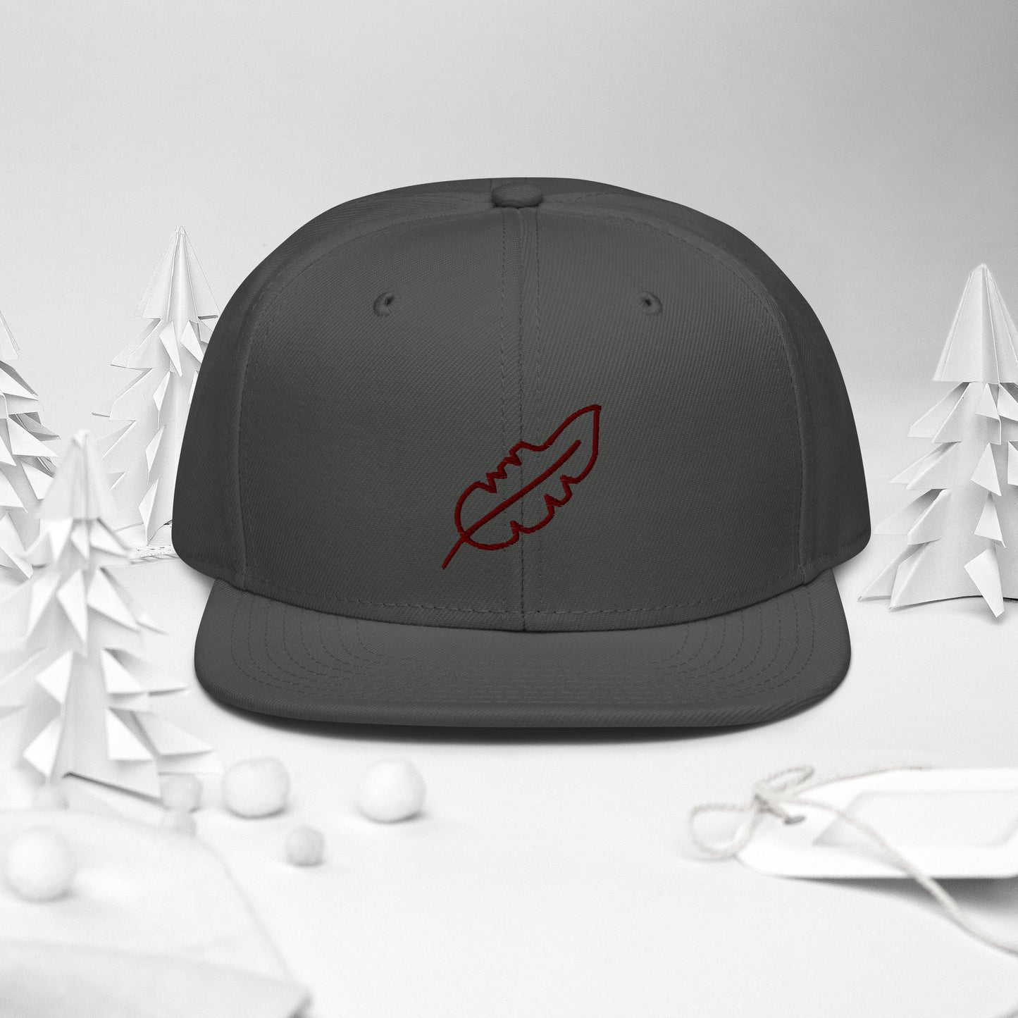 Feather Snapback Hat (Maroon)