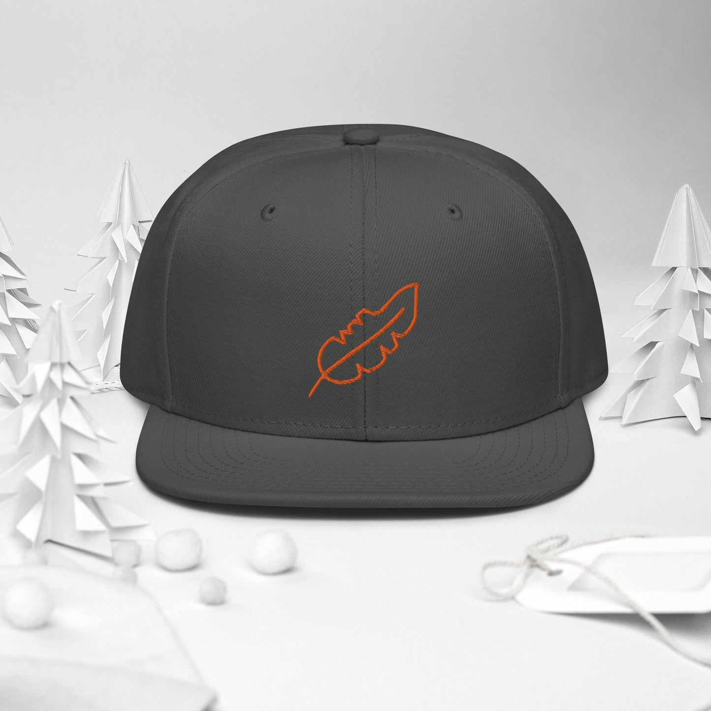 Feather Snapback Hat (Orange)