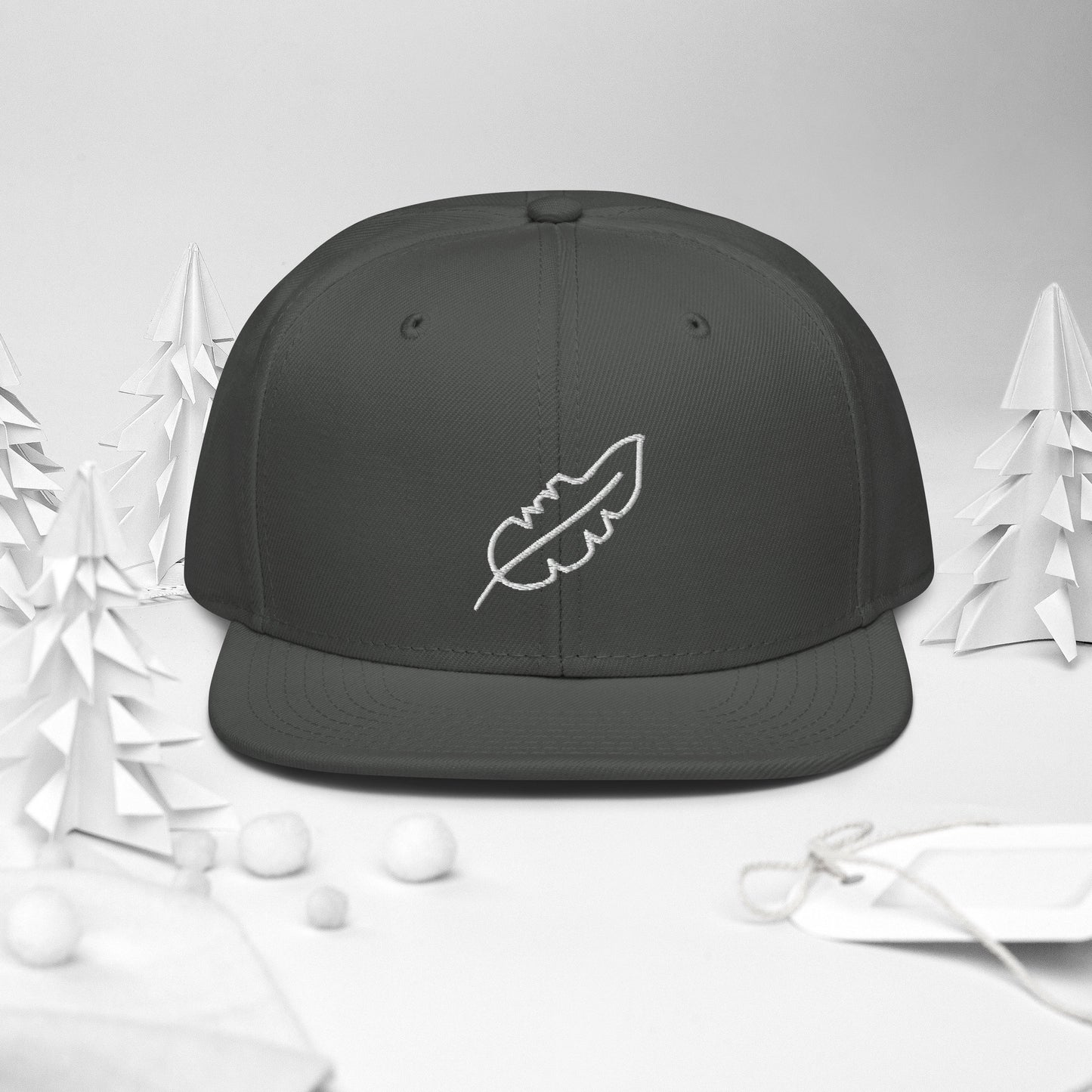 Feather Snapback Hat (White)