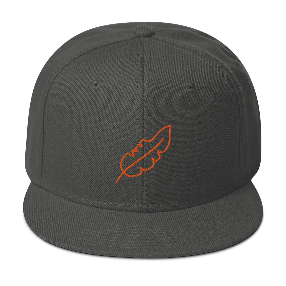 Feather Snapback Hat (Orange)