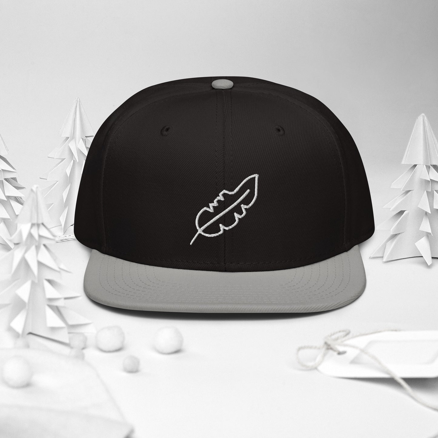 Feather Snapback Hat (White)
