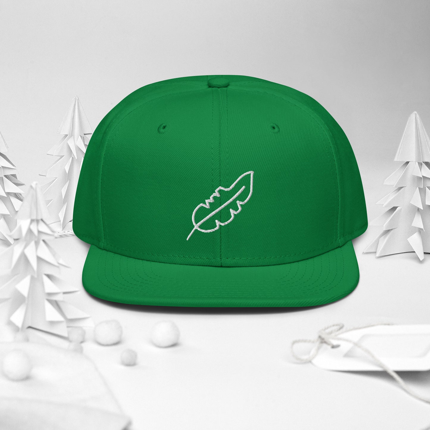 Feather Snapback Hat (White)